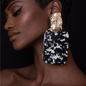 Gold and Black Statement Earrings